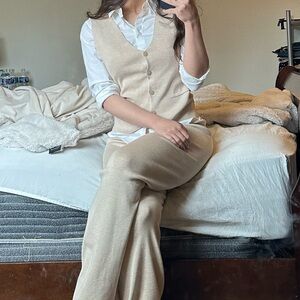 2 piece set waist coat flare pants